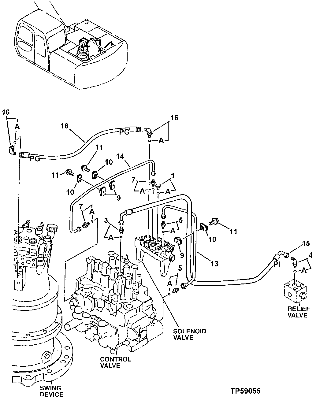 Схема запчастей John Deere 60LC - 289 - Pilot Lines 3360 Hydraulic System