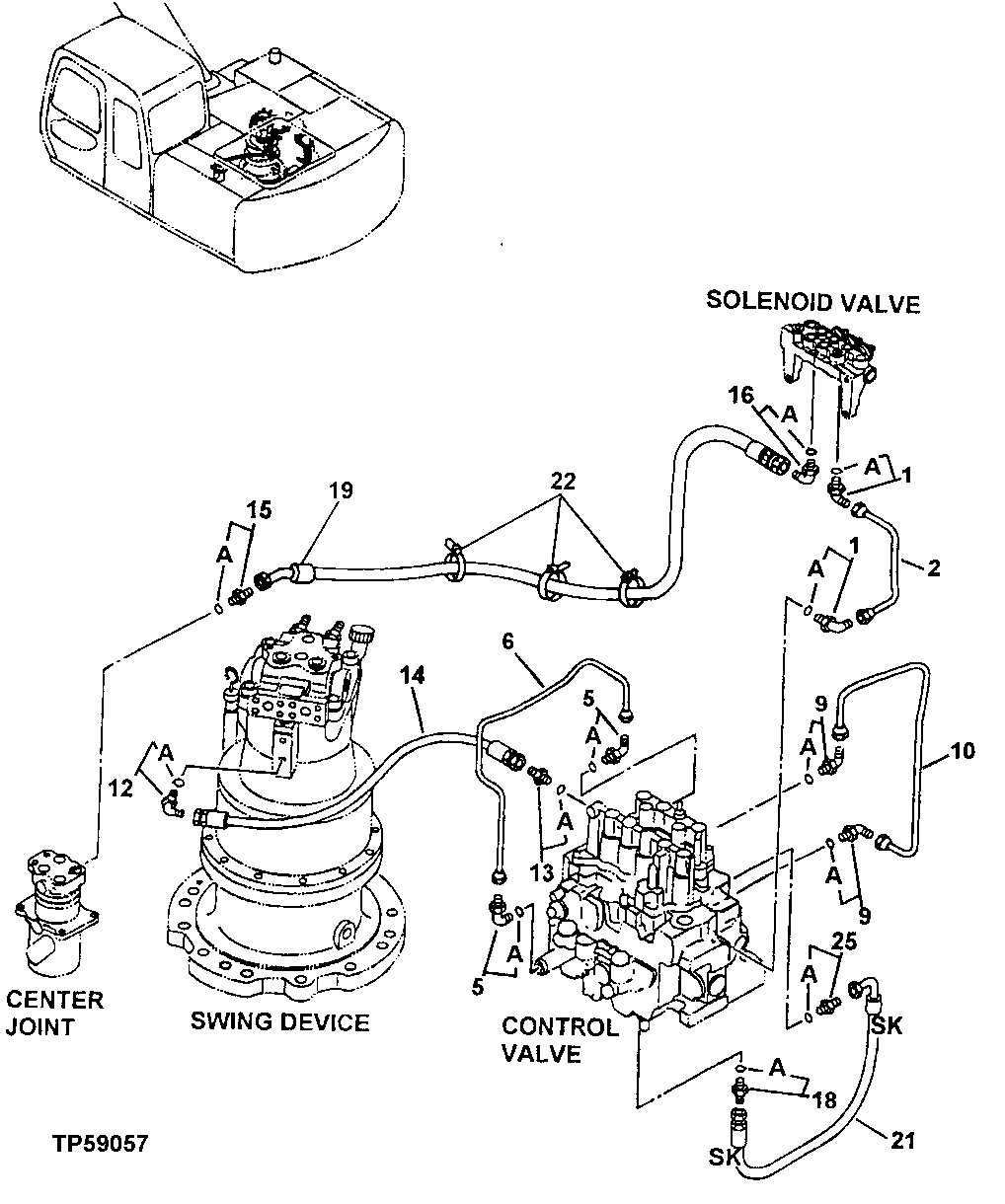 Схема запчастей John Deere 60LC - 291 - Pilot Lines 3360 Hydraulic System