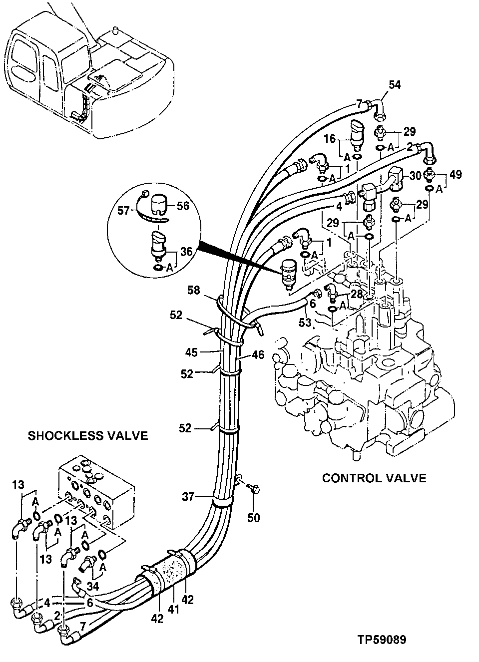 Схема запчастей John Deere 60LC - 292 - Pilot Lines 3360 Hydraulic System