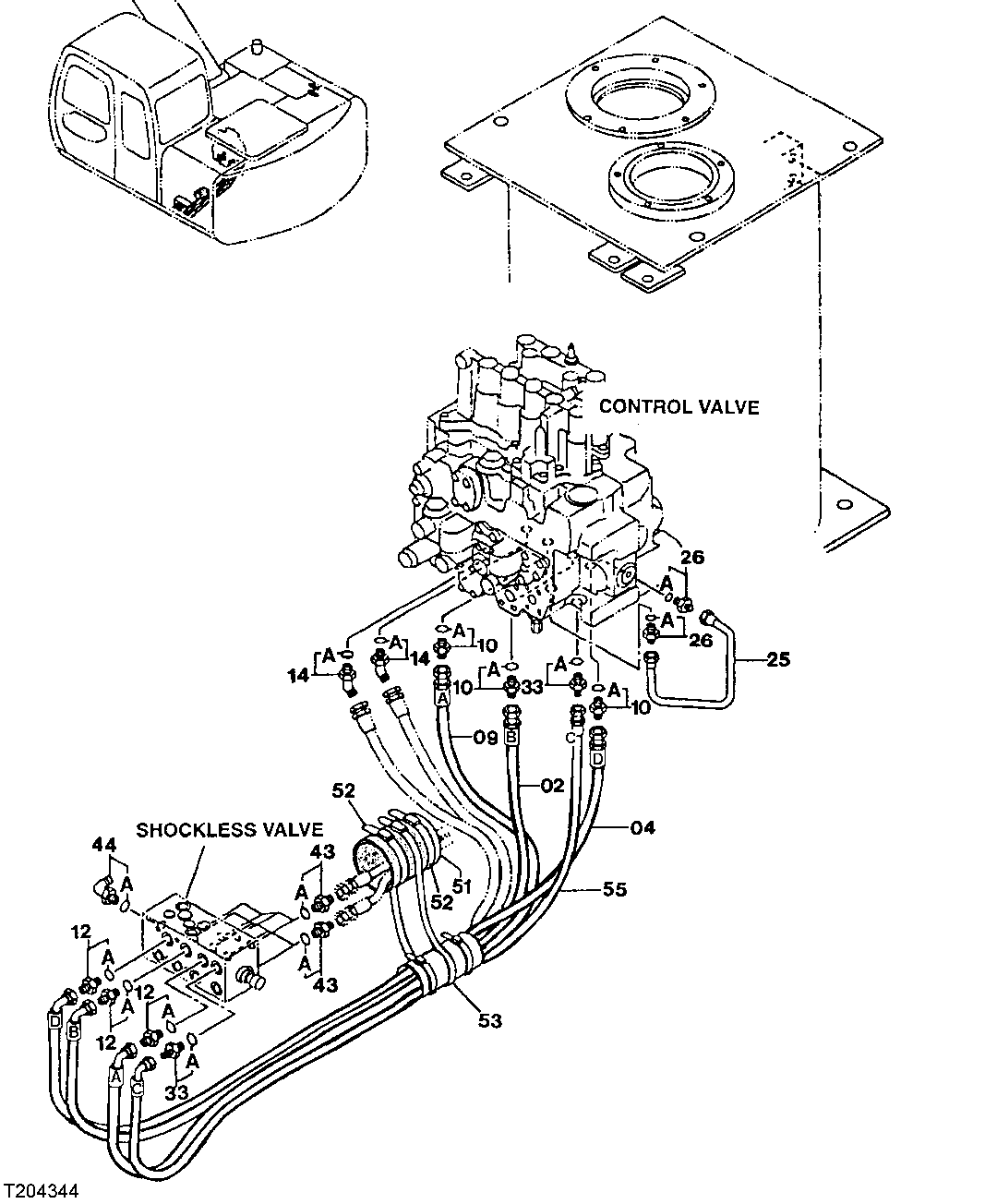 Схема запчастей John Deere 60LC - 293 - Pilot Lines 3360 Hydraulic System