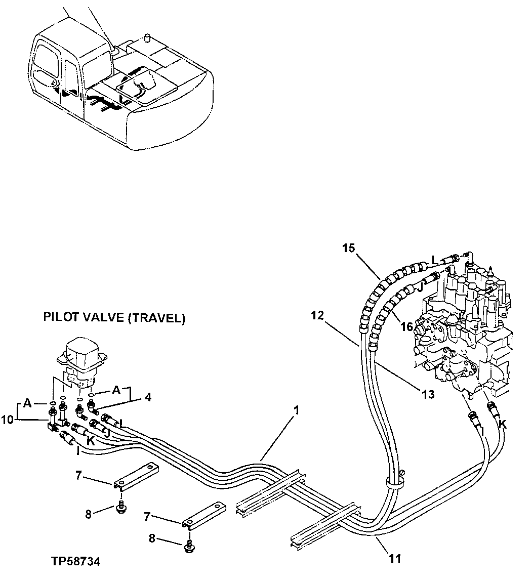 Схема запчастей John Deere 60LC - 294 - Pilot Lines 3360 Hydraulic System