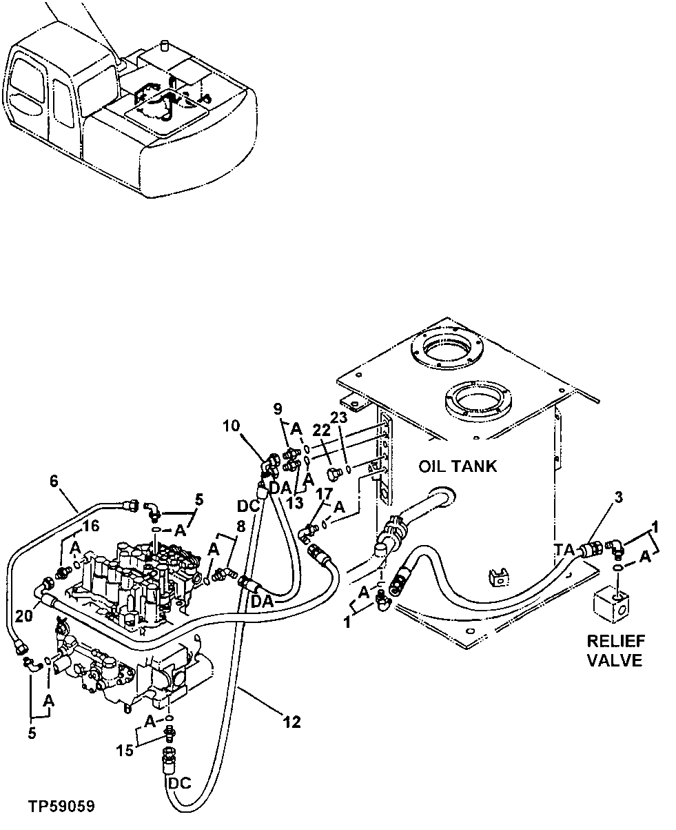 Схема запчастей John Deere 60LC - 299 - Pilot Lines 3360 Hydraulic System