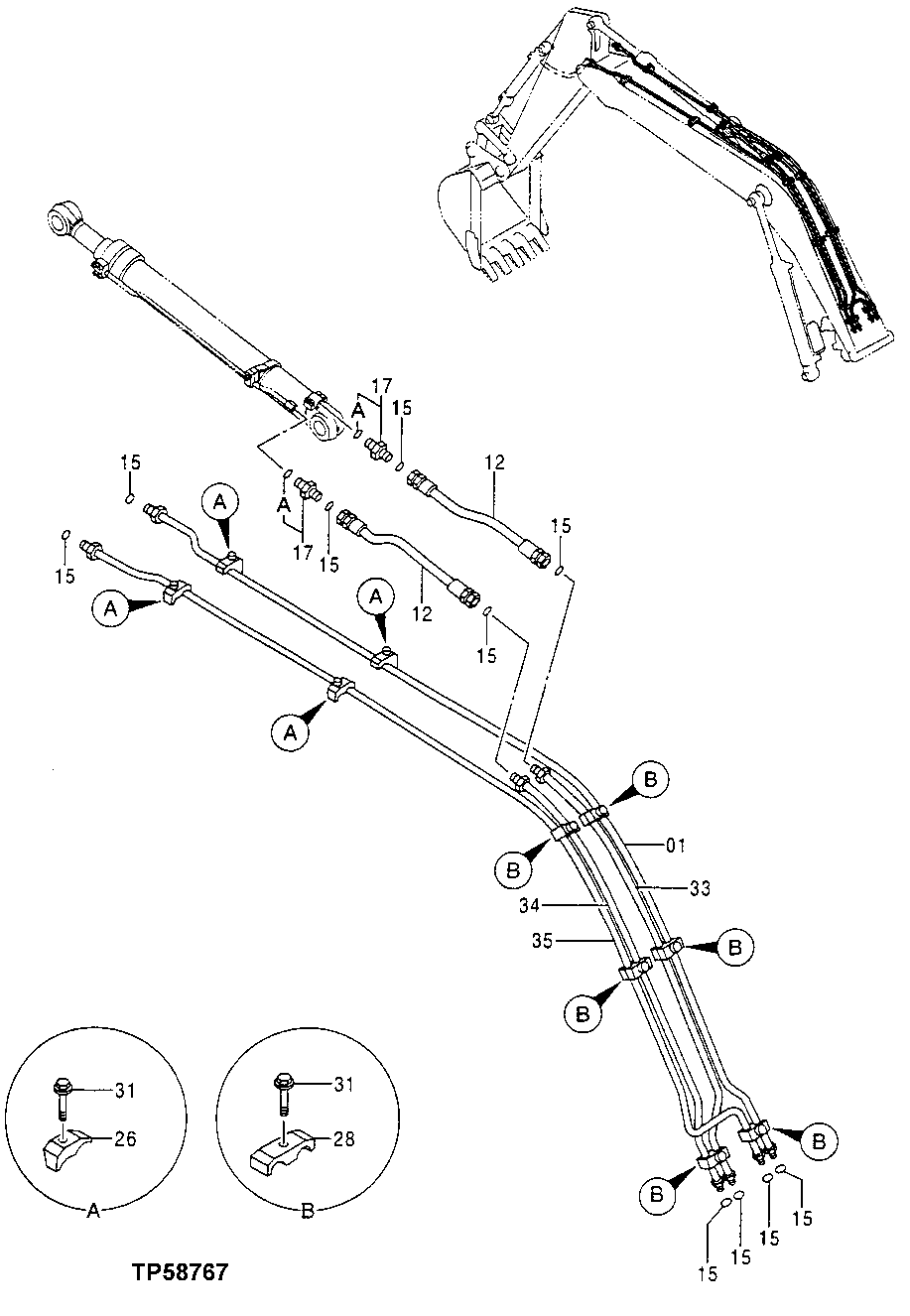 Схема запчастей John Deere 60LC - 303 - Front Lines 3360 Hydraulic System