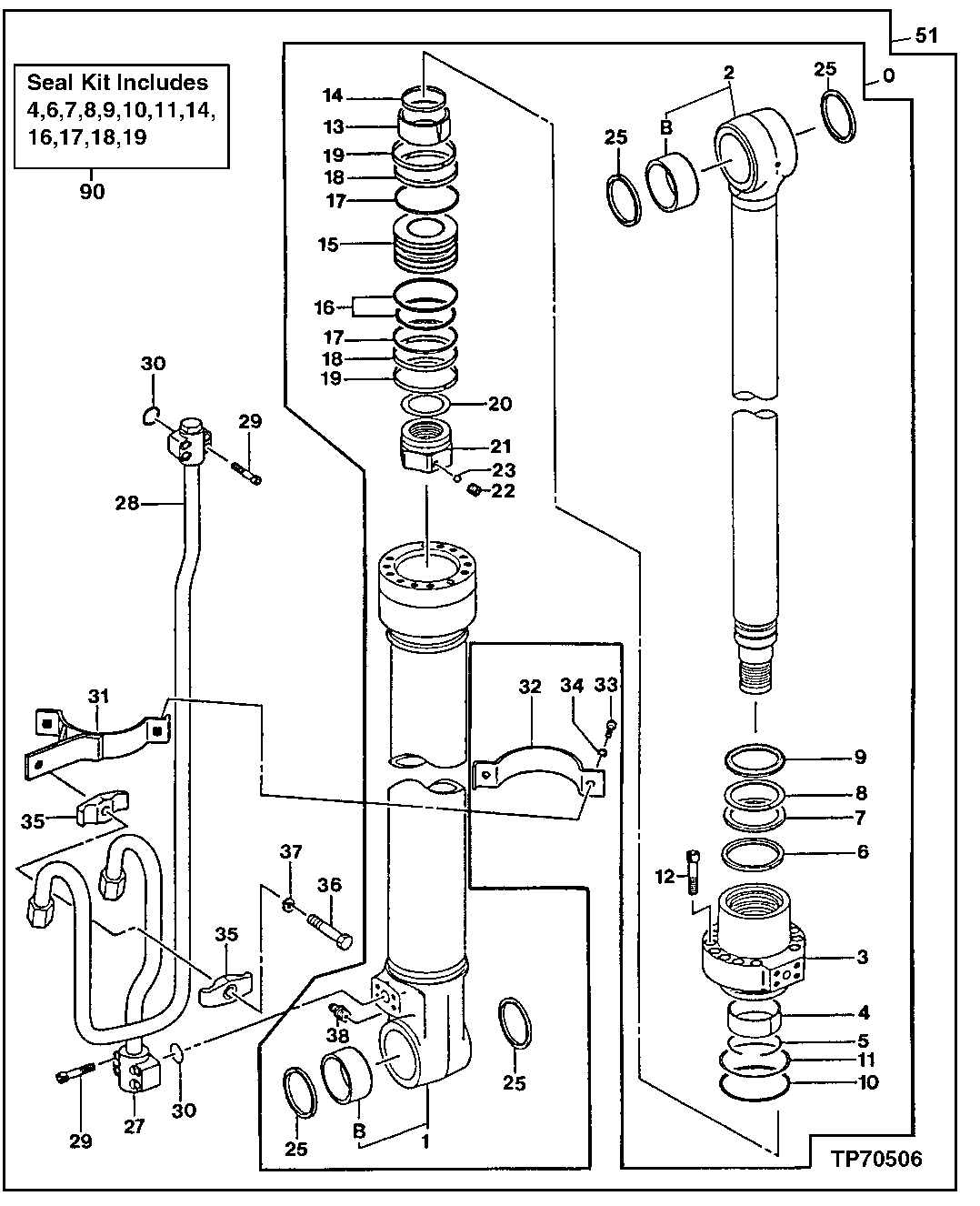 Схема запчастей John Deere 60LC - 304 - Right Boom Cylinder 3360 Hydraulic System