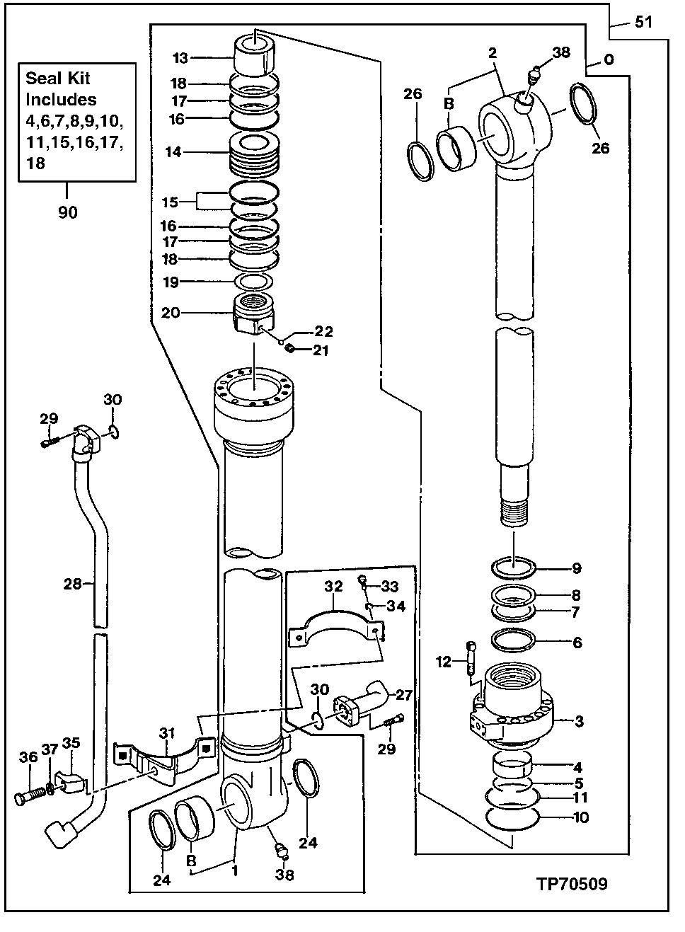 Схема запчастей John Deere 60LC - 307 - Bucket Cylinder 3360 Hydraulic System