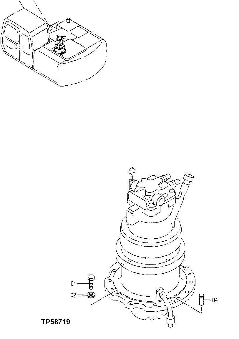 Схема запчастей John Deere 60LC - 322 - Swing Motor Mounting 4360 Hydraulics