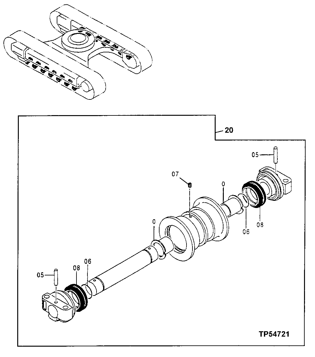 Схема запчастей John Deere 10 - 8 - Lower Roller 0130 Track Systems