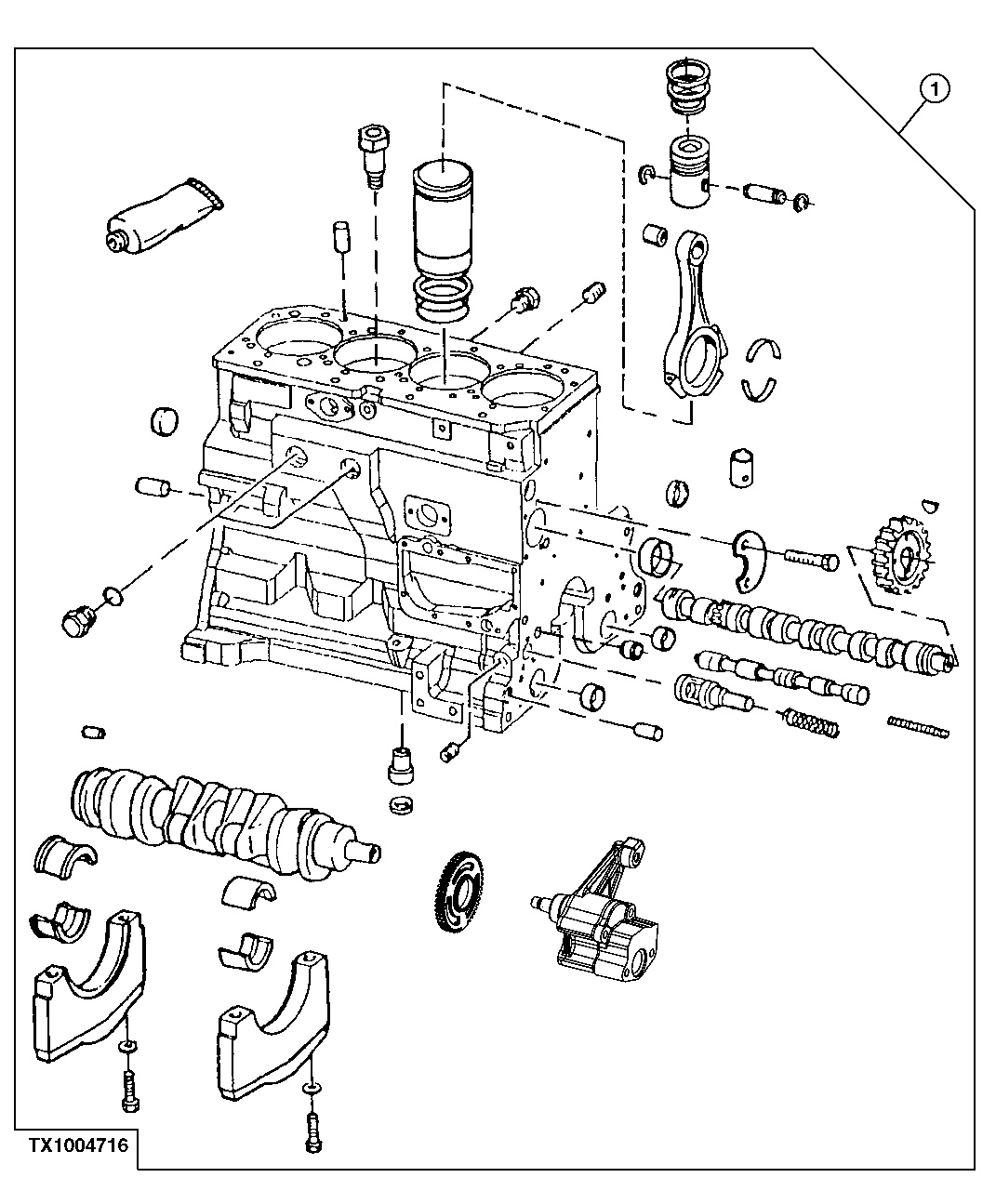 Схема запчастей John Deere 10 - 32 - Engine Short Block (026650 - ) 0404A Cylinder Block 4045TP052 4045TP052