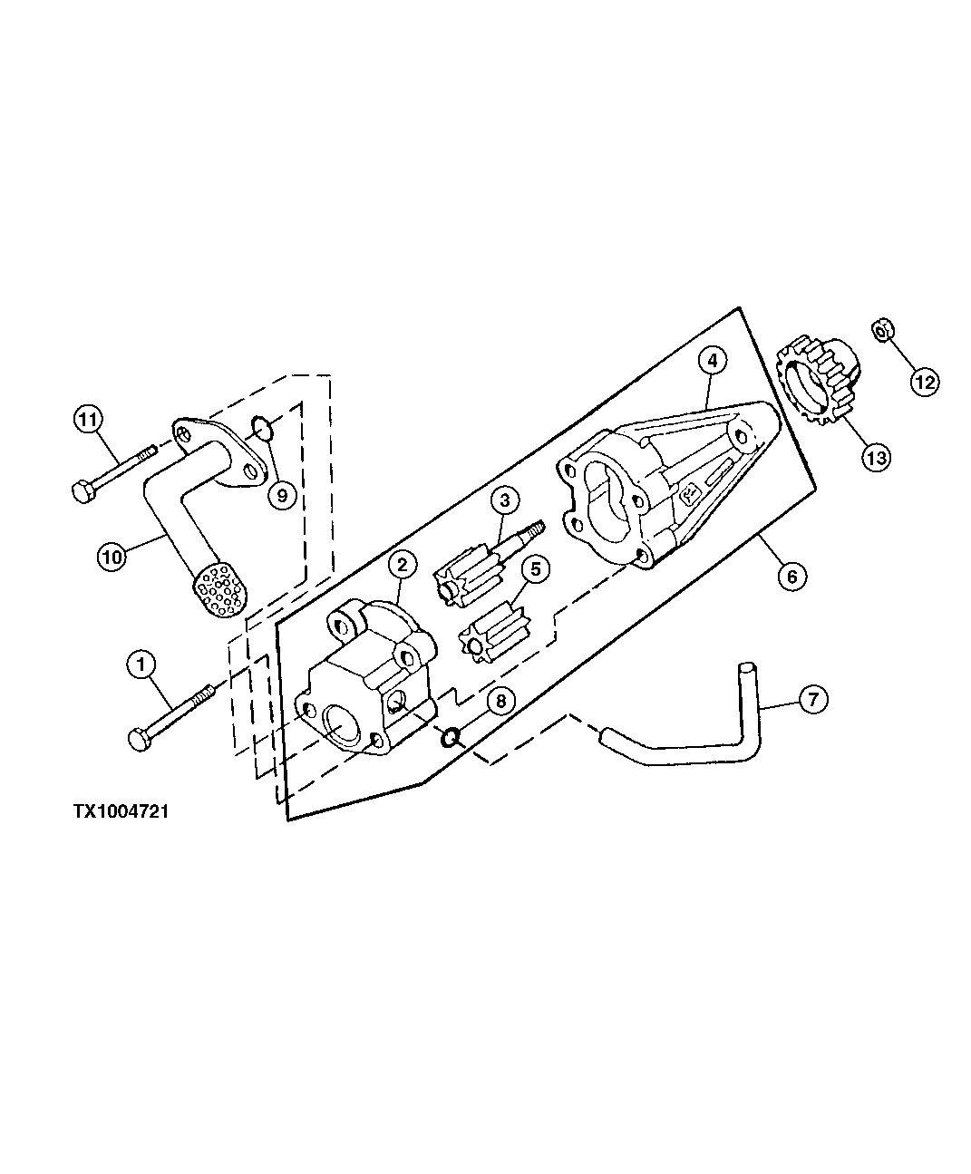 Схема запчастей John Deere 10 - 37 - Engine Oil Pump And Pump Intake (026650 - ) 0407A Engine Oiling System 4045TP052 4045TP052