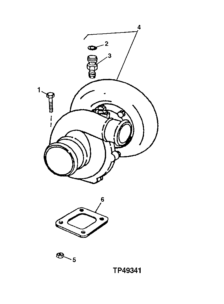 Схема запчастей John Deere 10 - 48 - Turbocharger (026650 - ) 0416A Turbocharger 4045TP052 4045TP052