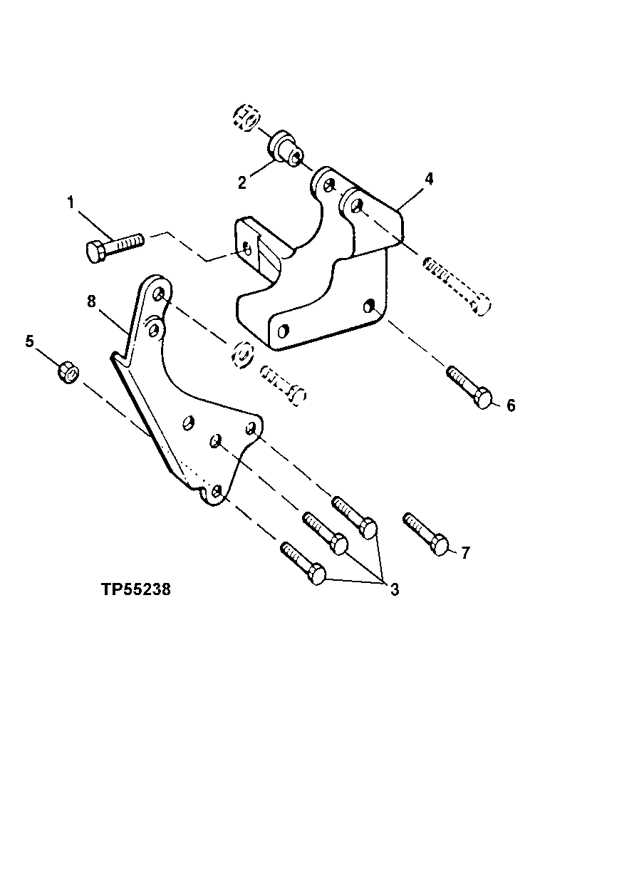 Схема запчастей John Deere 10 - 58 - Alternator Mounting Brackets (026650 - ) 0423A Alternator And Generator Mounting 4045TP052 4045TP052