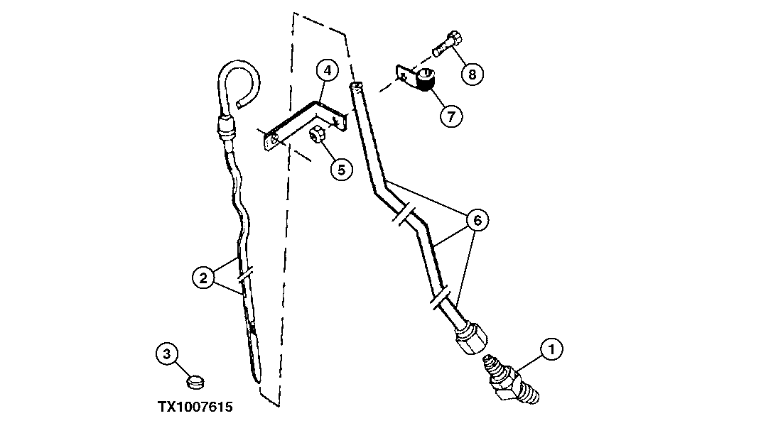 Схема запчастей John Deere 10 - 83 - Engine Oil Dipstick (704562 - 803026) 0407B Engine Oiling System 4045TT054 4045TT054