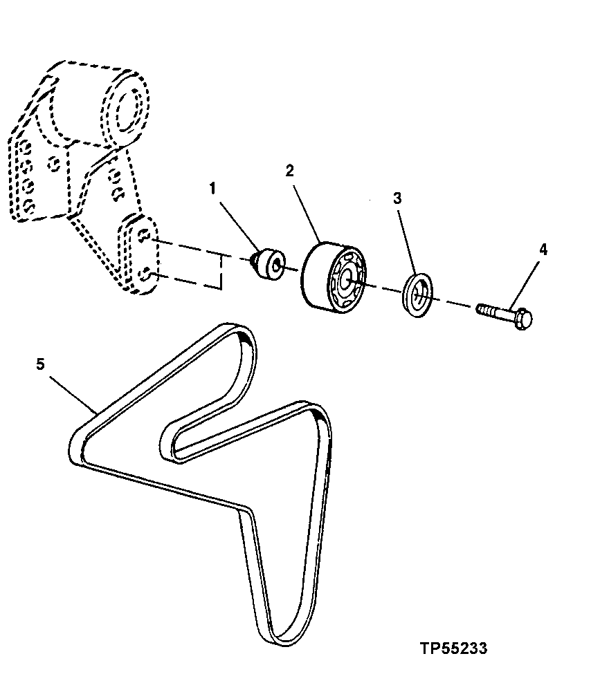 Схема запчастей John Deere 10 - 107 - Fan Belt and Pulley (704562 - 803026) 0429B Fan Drive (Damper, Idler, Pulleys, & Belt) 4045TT054 4045TT054