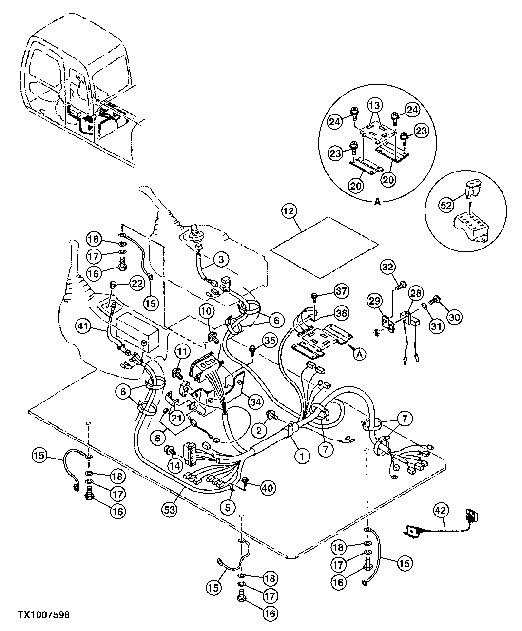 Схема запчастей John Deere 10 - 139 - Cab Wiring Harness 1674 Wiring Harness And Switches