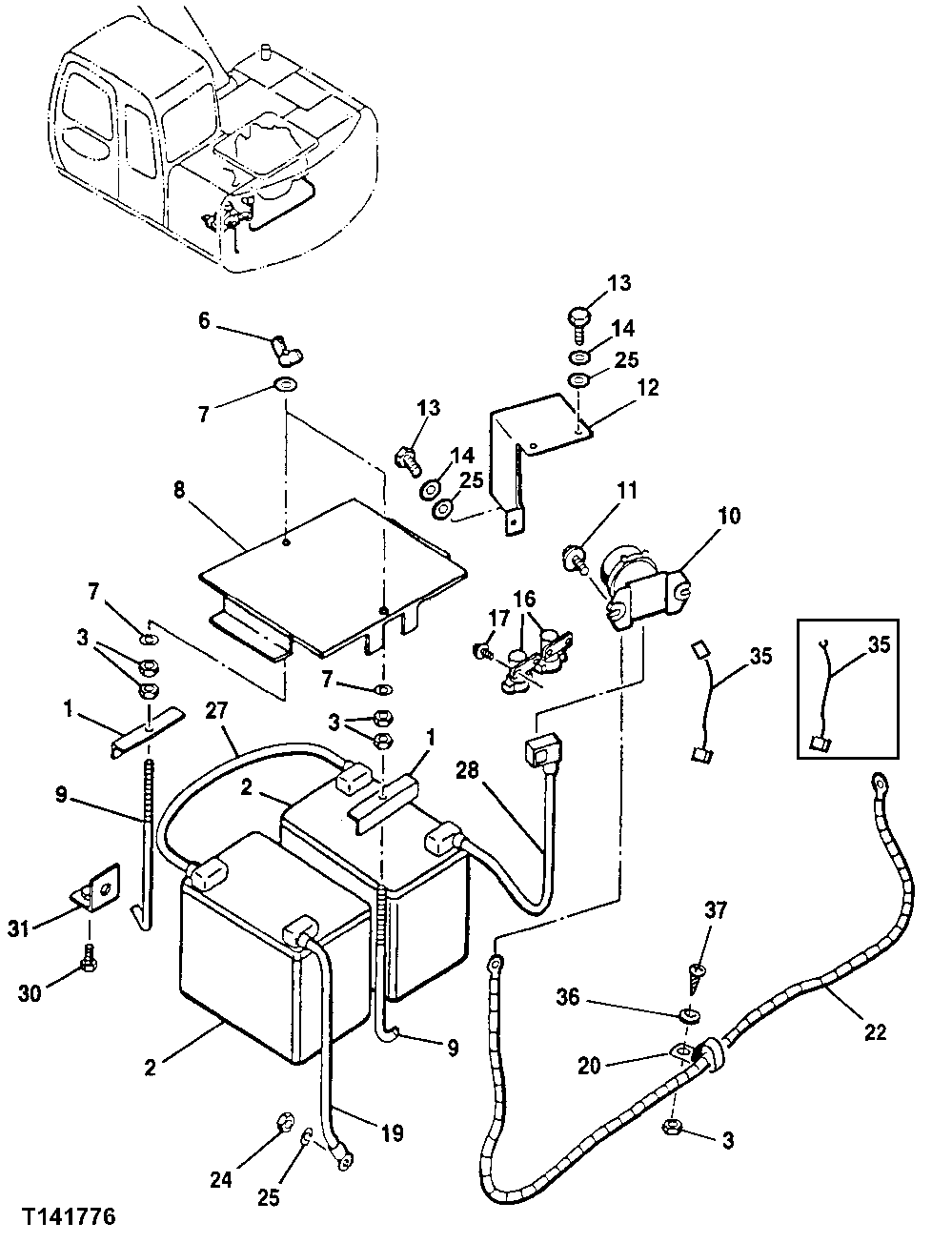 Схема запчастей John Deere 10 - 141 - Dual Battery Installation 1674 Wiring Harness And Switches