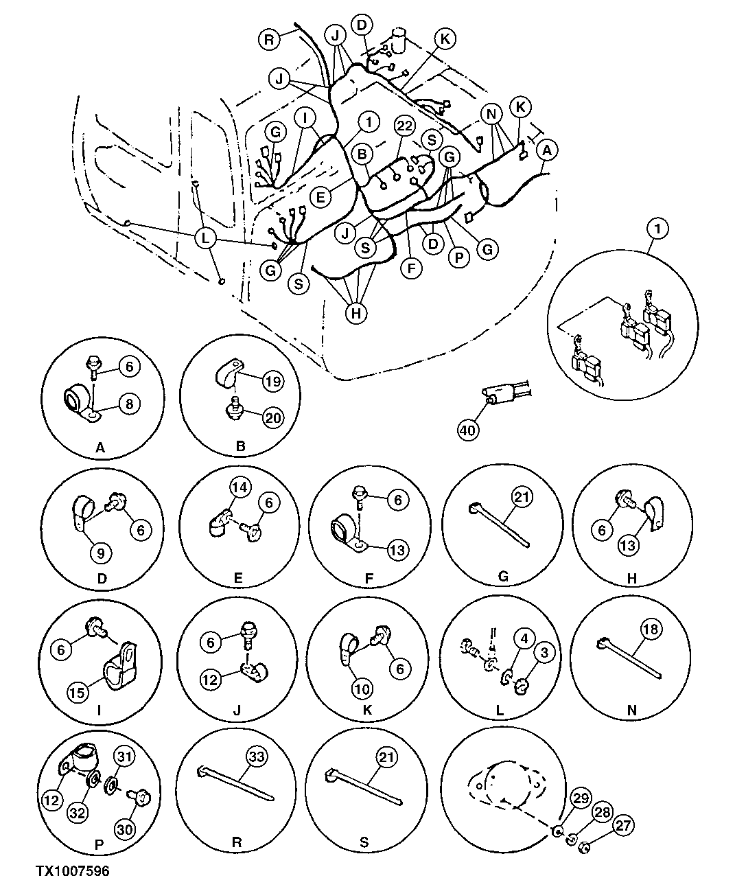 Схема запчастей John Deere 10 - 143 - Cab Wiring Harness 1674 Wiring Harness And Switches