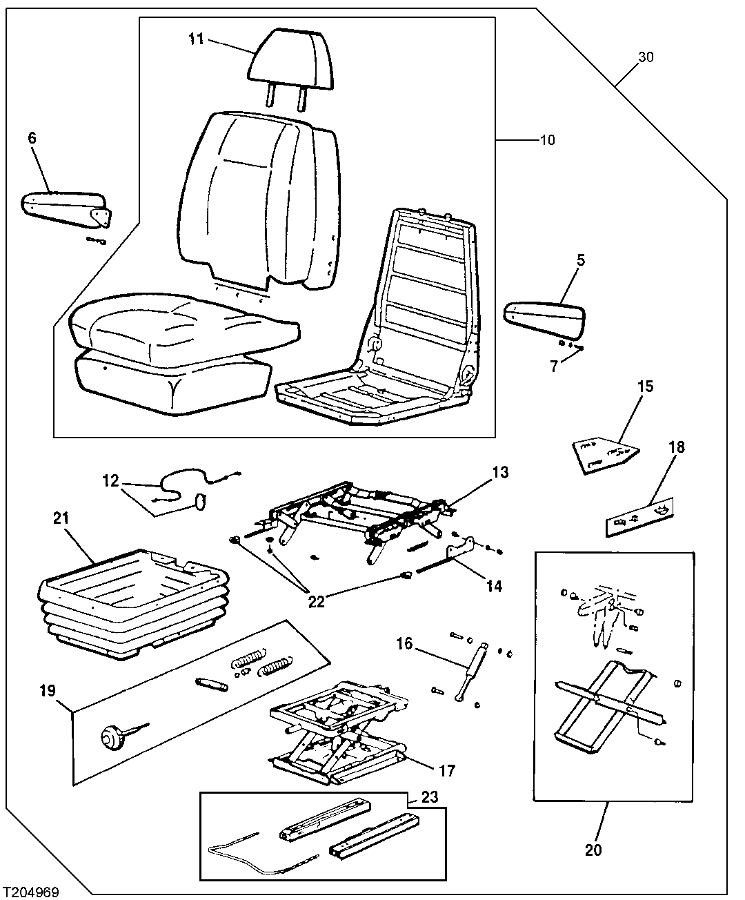 Схема запчастей John Deere 10 - 179 - Seat 1821 Seat And Seat Belts