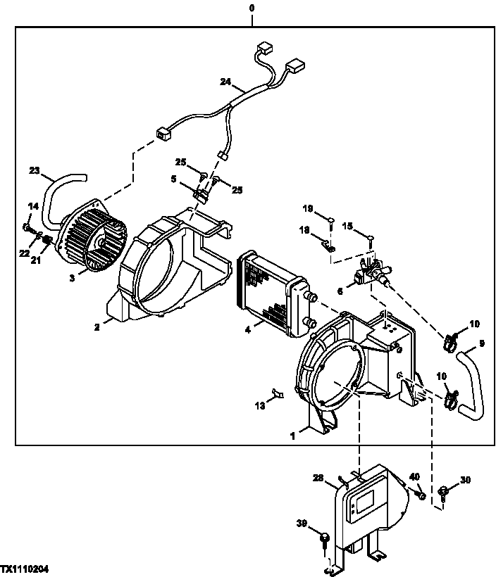 Схема запчастей John Deere 10 - 189 - Cab Heater Components 1830 Heating & Air Conditioning