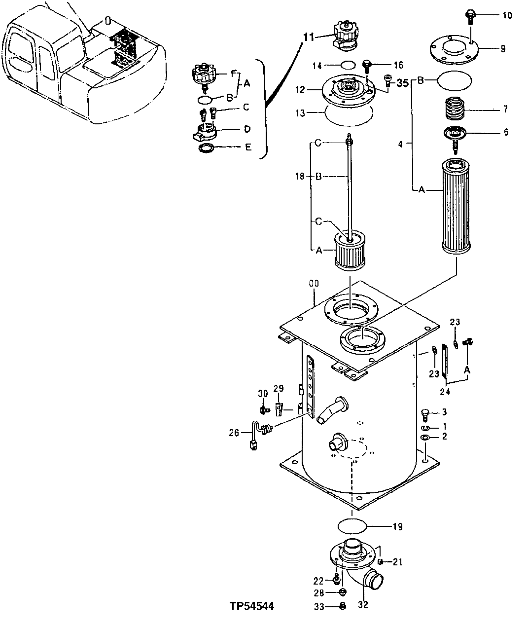 Схема запчастей John Deere 10 - 217 - OIL TANK 2160 Vehicle Hydraulics