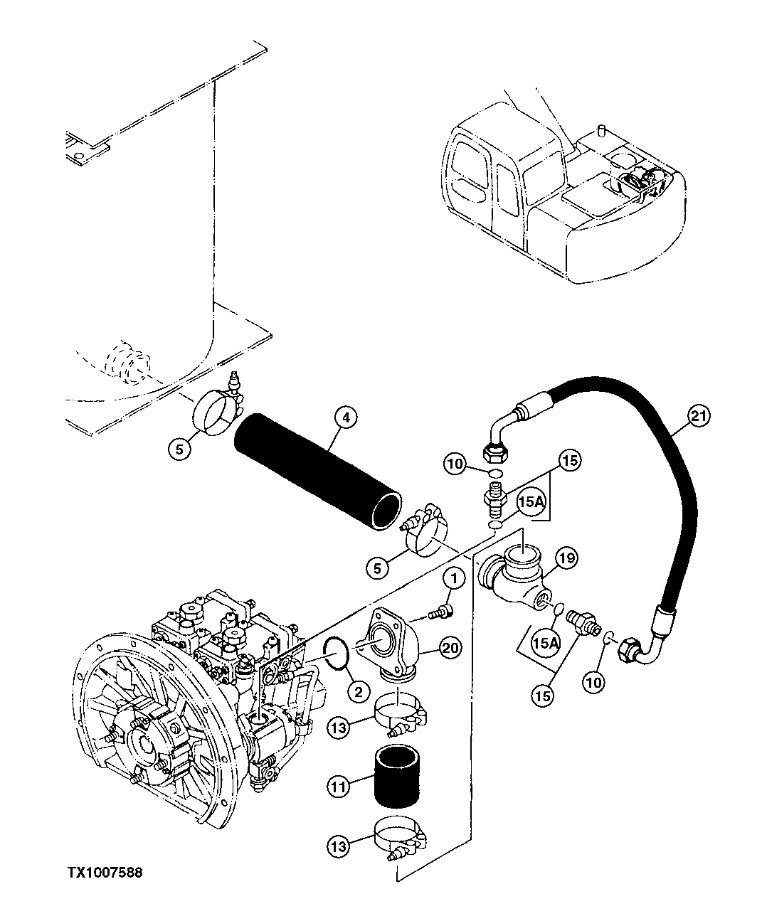 Схема запчастей John Deere 10 - 218 - Suction Hose 2160 Vehicle Hydraulics