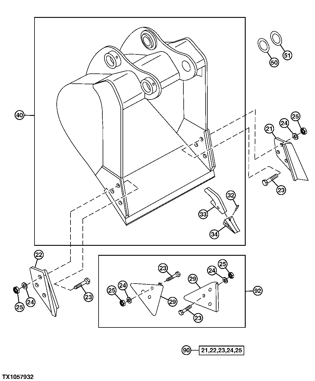 Схема запчастей John Deere 10 - 224 - General Purpose Bucket Assembly 3302 Bucket With Teeth