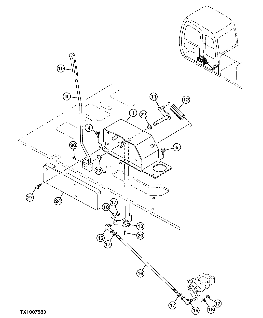 Схема запчастей John Deere 10 - 242 - LOCK LEVER 3315 Control Linkage