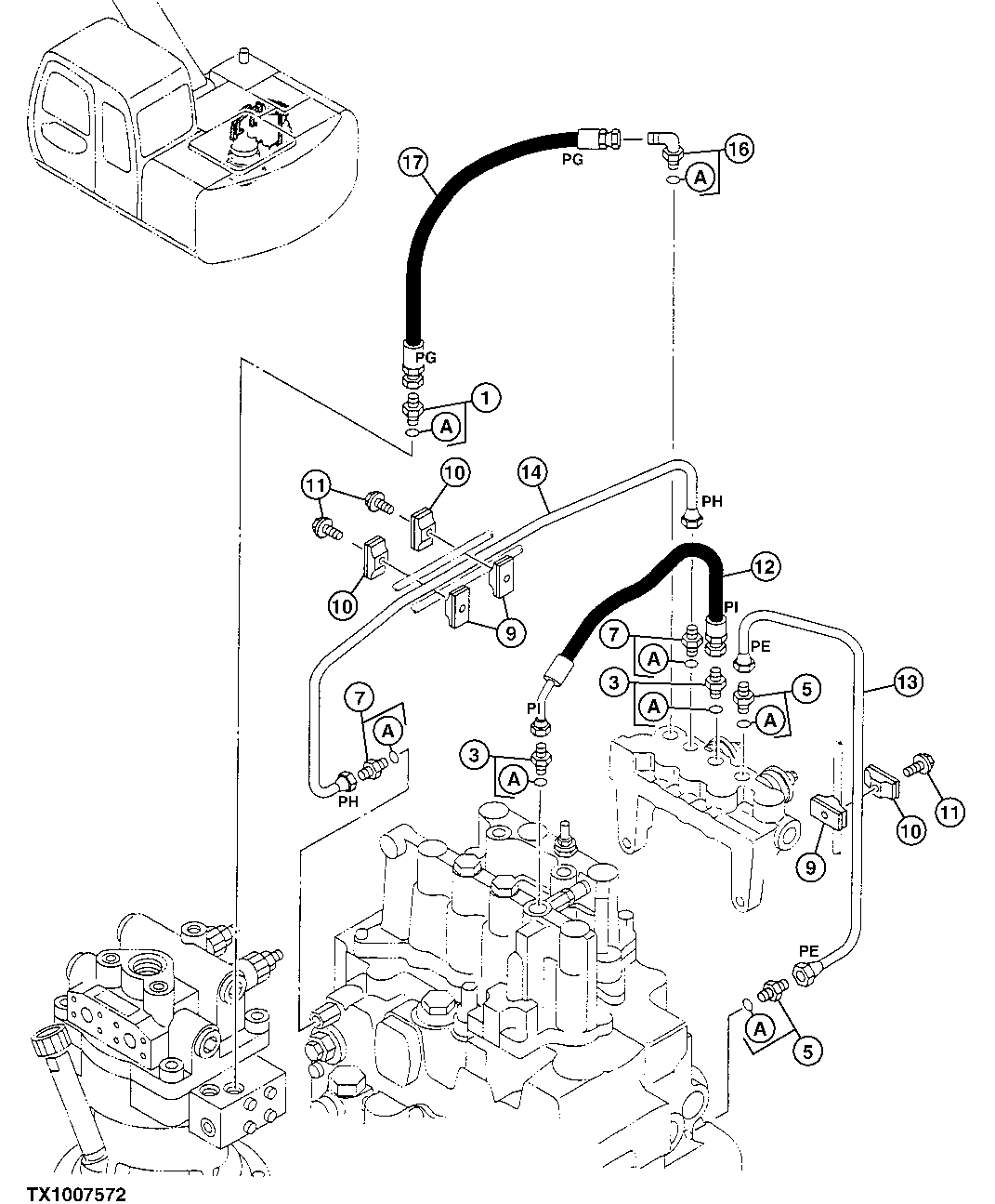 Схема запчастей John Deere 10 - 277 - Pilot Lines 3360 Hydraulic System