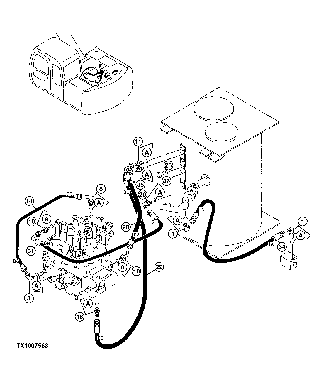 Схема запчастей John Deere 10 - 287 - PILOT HOSES 3360 Hydraulic System