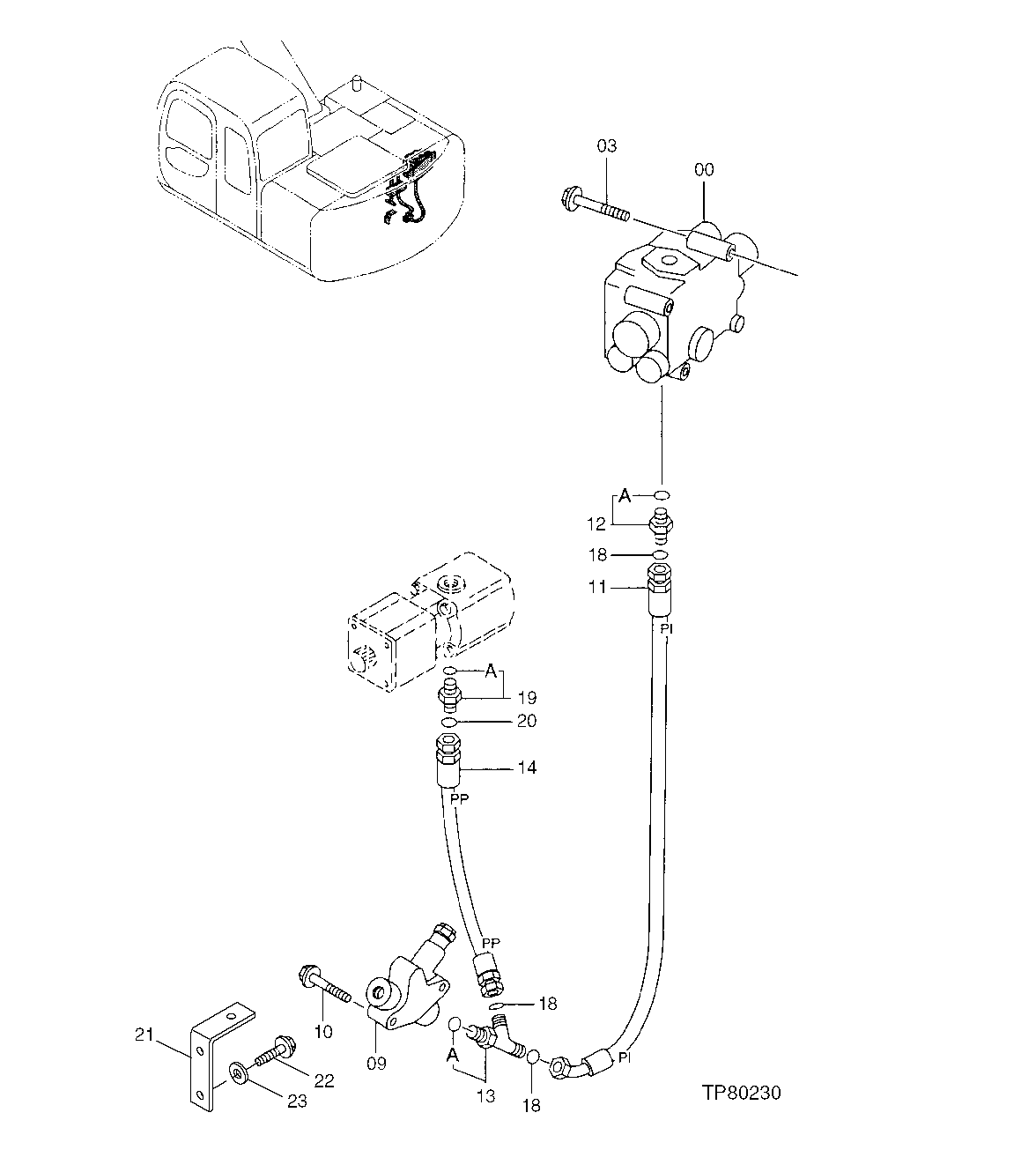 Схема запчастей John Deere 10 - 311 - MAIN HOSES (BLADE CONTROL VALVE) 3401 Blade