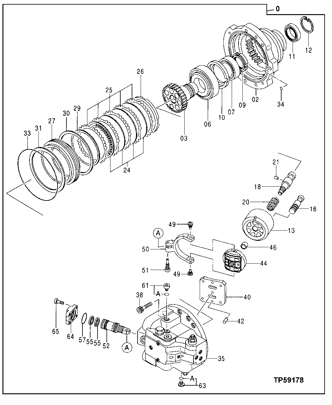 Схема запчастей John Deere 30LC/370 - 23 - Travel Motor 0260 Axles, Diff. & Susp. Sys. Hyd. (Incl. Fwd)