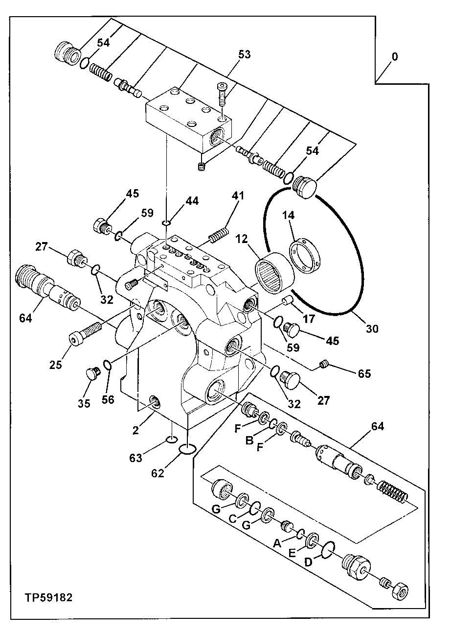 Схема запчастей John Deere 30LC/370 - 25 - Travel Motor 0260 Axles, Diff. & Susp. Sys. Hyd. (Incl. Fwd)