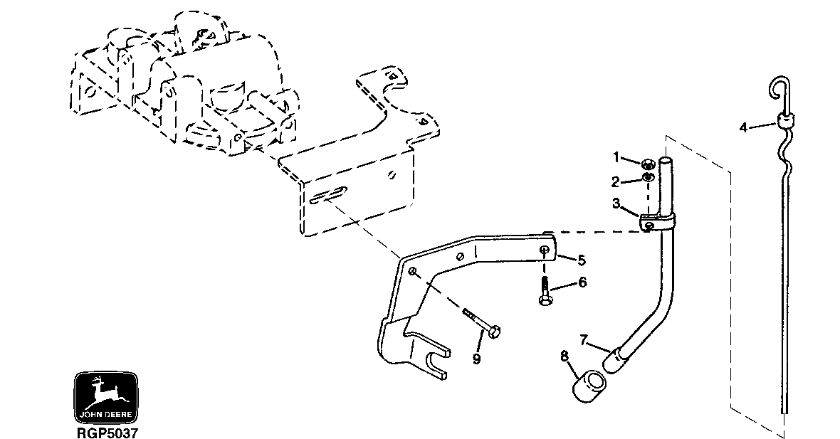 Схема запчастей John Deere 30LC/370 - 51 - ENGINE OIL DIPSTICK 0400 Engine 6081HT001-RG26768 6081HT001