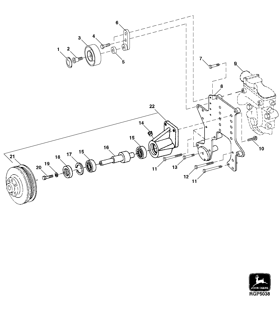 Схема запчастей John Deere 30LC/370 - 78 - ADJUSTABLE FAN DRIVE AND PULLEY 0400 Engine 6081HT001-RG26768 6081HT001