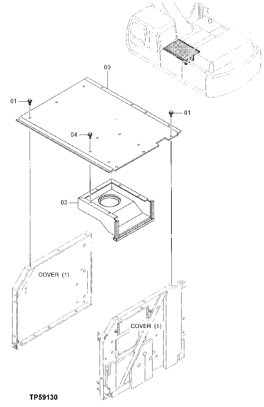 Схема запчастей John Deere 30LC/370 - 186 - Cover (Storage Compartment) 1910 Hood Or Engine Enclosure