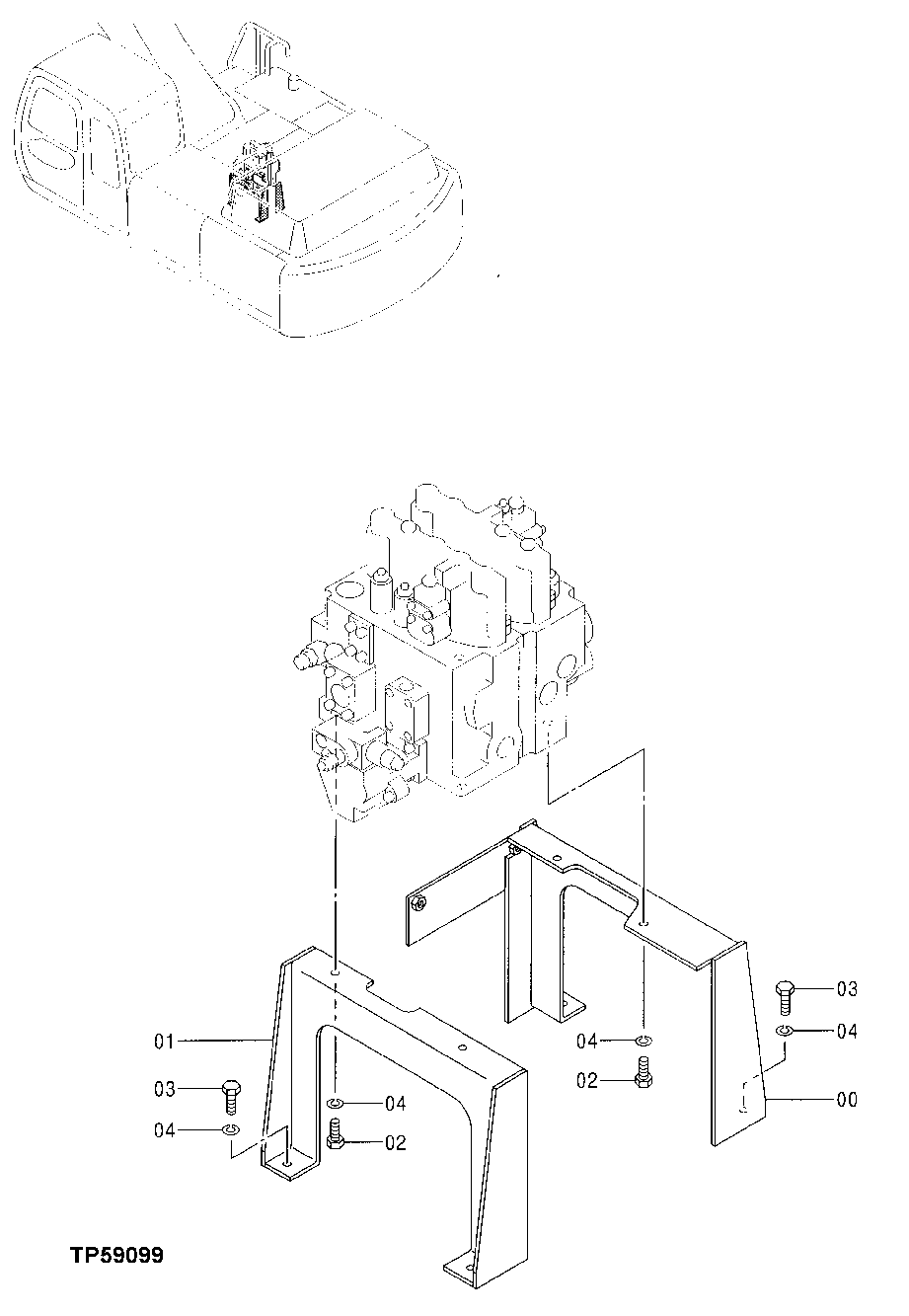 Схема запчастей John Deere 30LC/370 - 272 - CONTROL VALVE SUPPORT 3360 HYDRAULIC SYSTEM