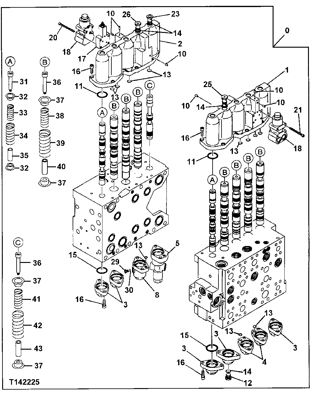 Схема запчастей John Deere 30LC/370 - 273 - Control Valve 3360 HYDRAULIC SYSTEM