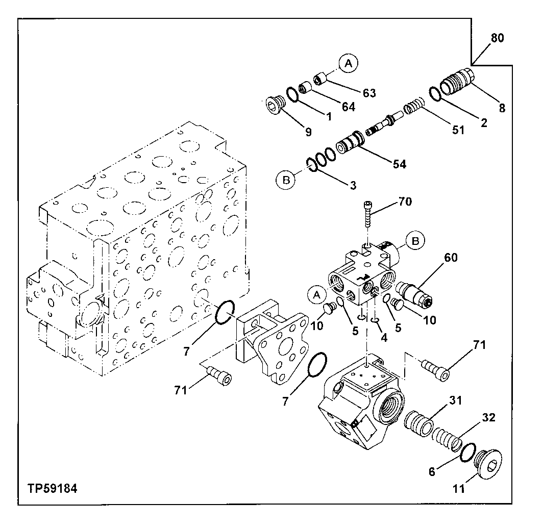 Схема запчастей John Deere 30LC/370 - 274 - Control Valve 3360 HYDRAULIC SYSTEM