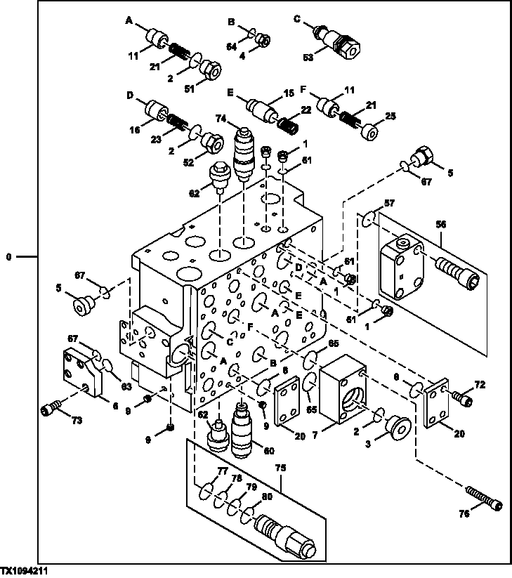 Схема запчастей John Deere 30LC/370 - 275 - Control Valve 3360 HYDRAULIC SYSTEM