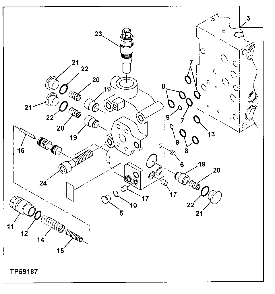 Схема запчастей John Deere 30LC/370 - 277 - Control Valve 3360 HYDRAULIC SYSTEM