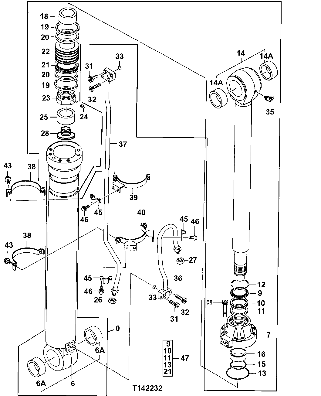 Схема запчастей John Deere 30LC/370 - 303 - ARM CYLINDER (SERIAL NO. 021833- ) (370) 3360 HYDRAULIC SYSTEM