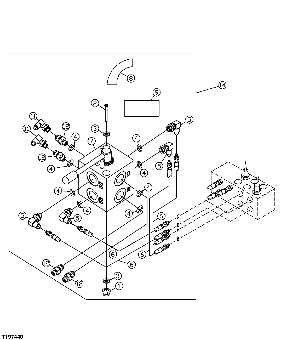 Схема запчастей John Deere 30LC/370 - 323 - Mechanical Pattern Changer Kit 3360 HYDRAULIC SYSTEM