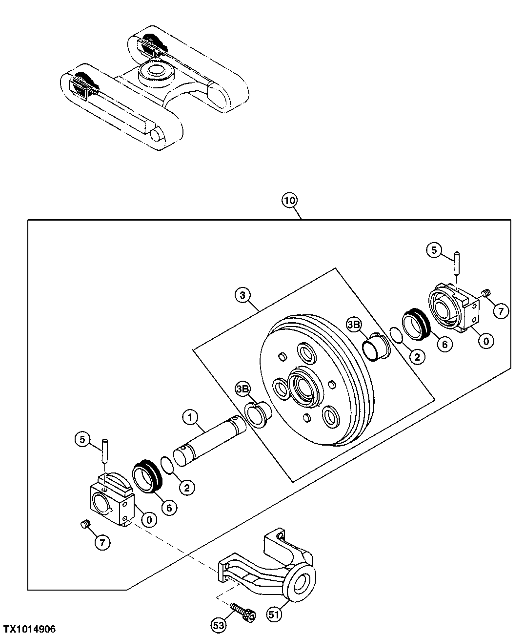 Схема запчастей John Deere 0 - 2 - Front Idler ( - 099999) 0130 Track Systems