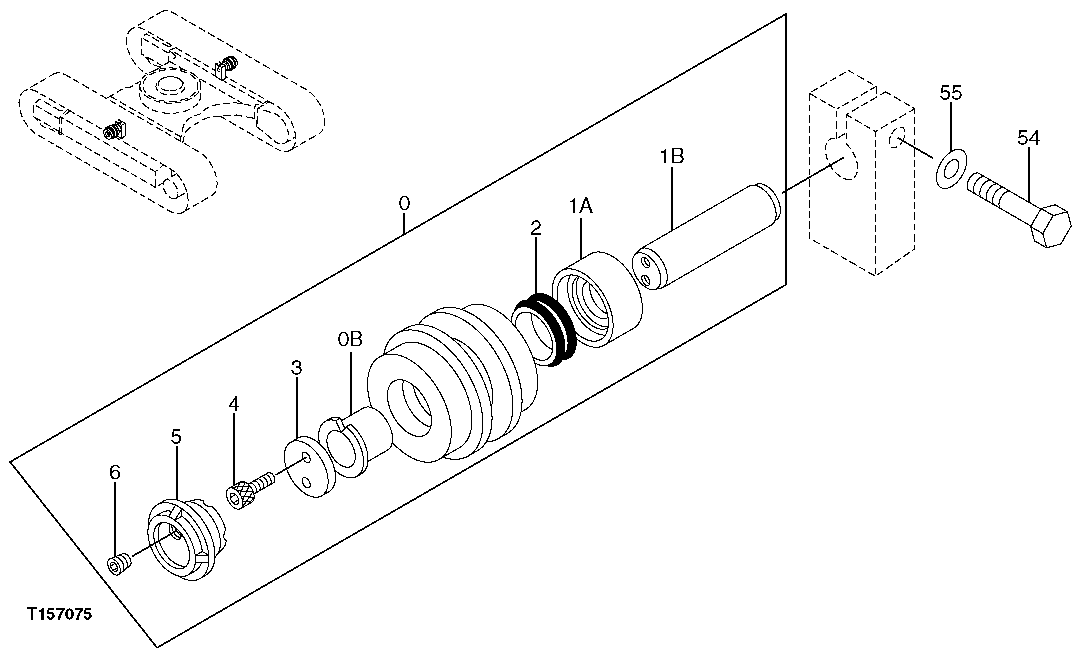 Схема запчастей John Deere 0 - 6 - Carrier Roller (010001 - 100002) 0130 Track Systems