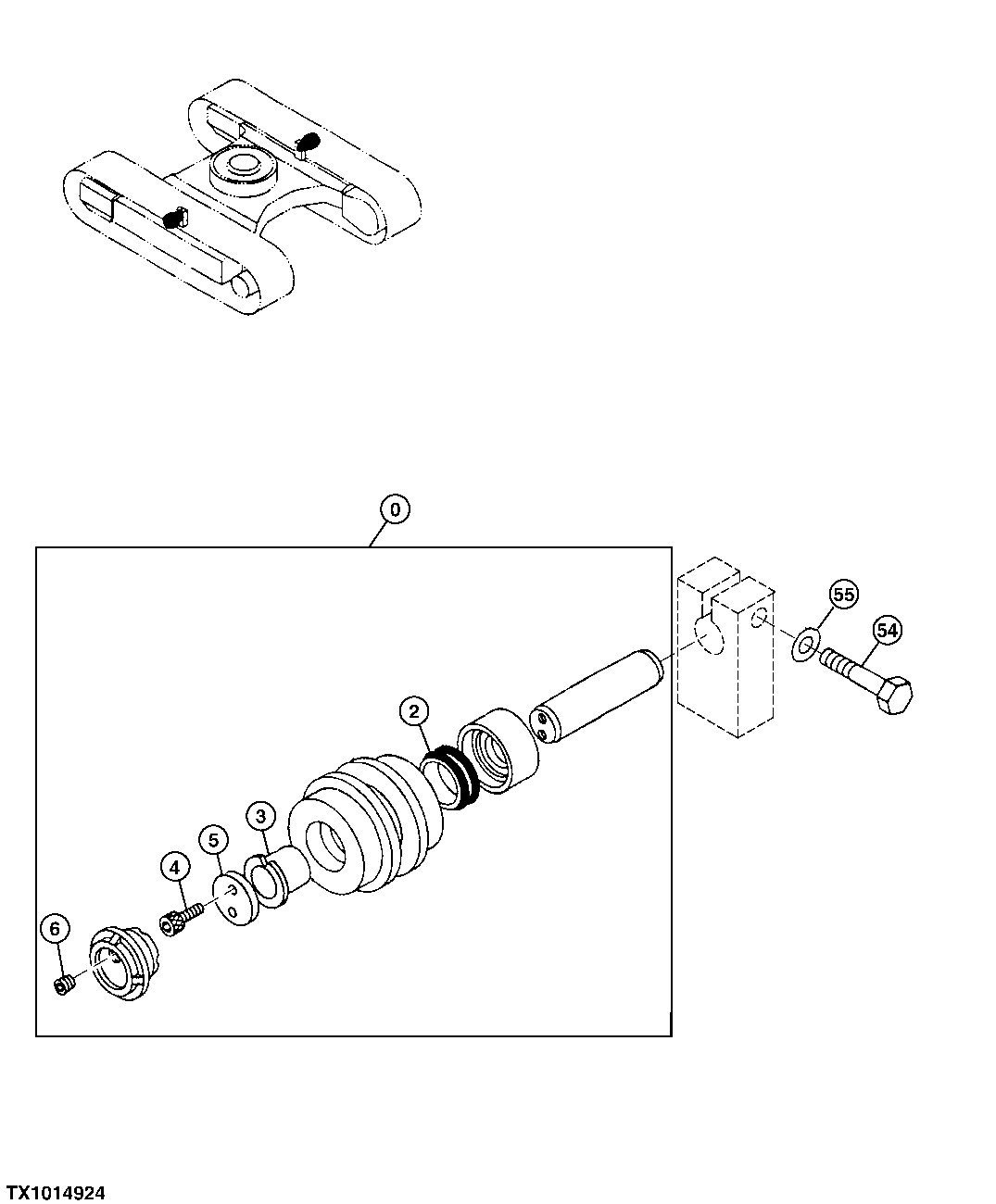 Схема запчастей John Deere 0 - 7 - Carrier Roller (100003 - ) 0130 Track Systems