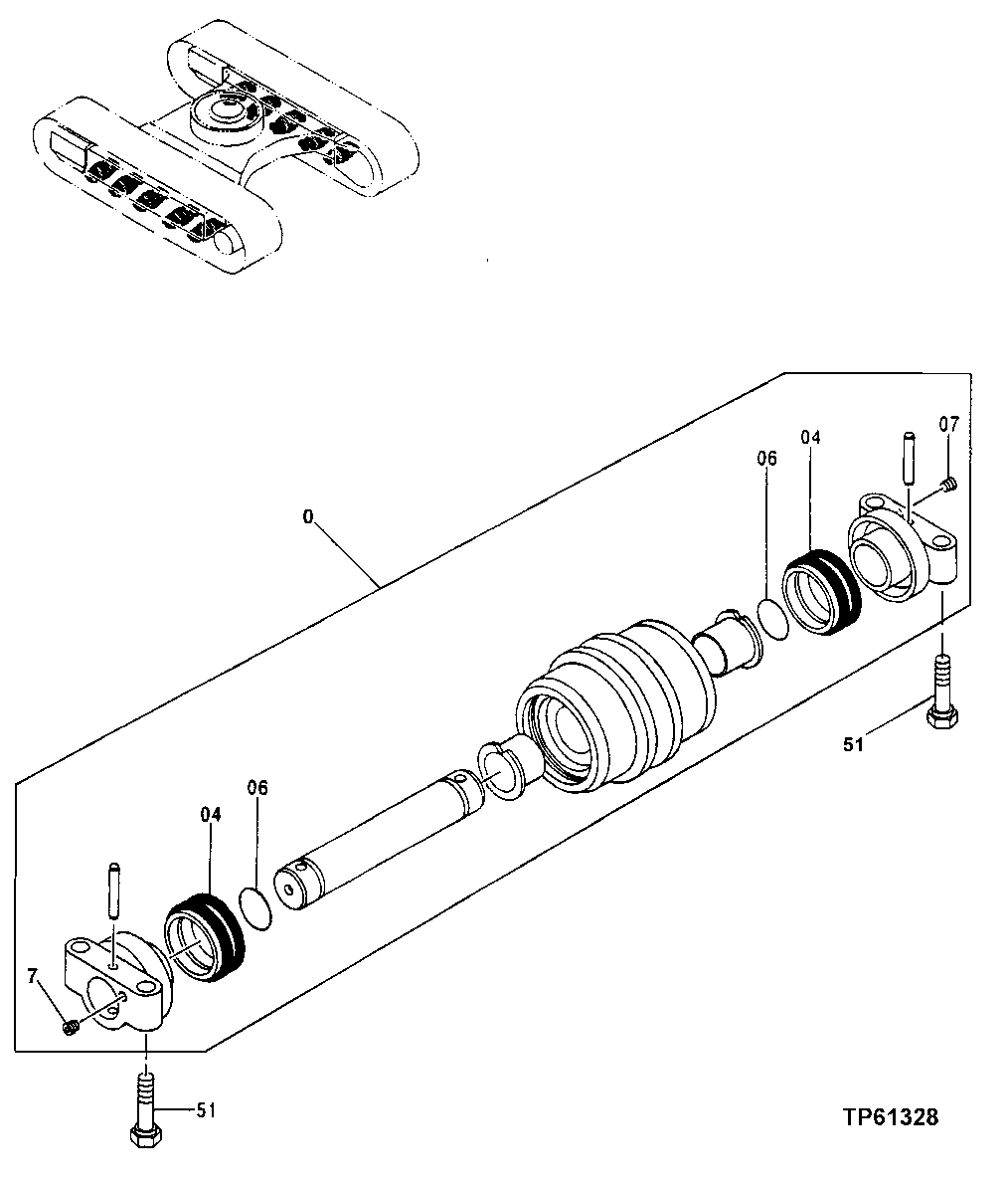 Схема запчастей John Deere 0 - 8 - Lower Roller ( - 099999) 0130 Track Systems