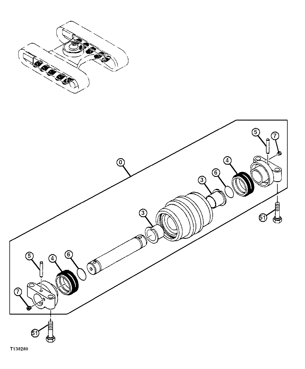 Схема запчастей John Deere 0 - 9 - Lower Roller (100000 - ) 0130 Track Systems