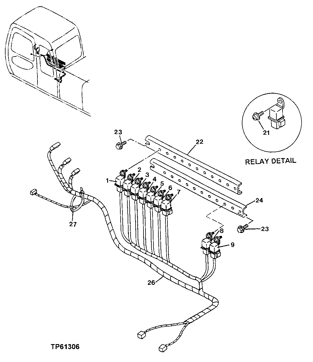 Схема запчастей John Deere 0 - 64 - Cab Wiring Harness and Components 1674 Wiring Harness & Switches