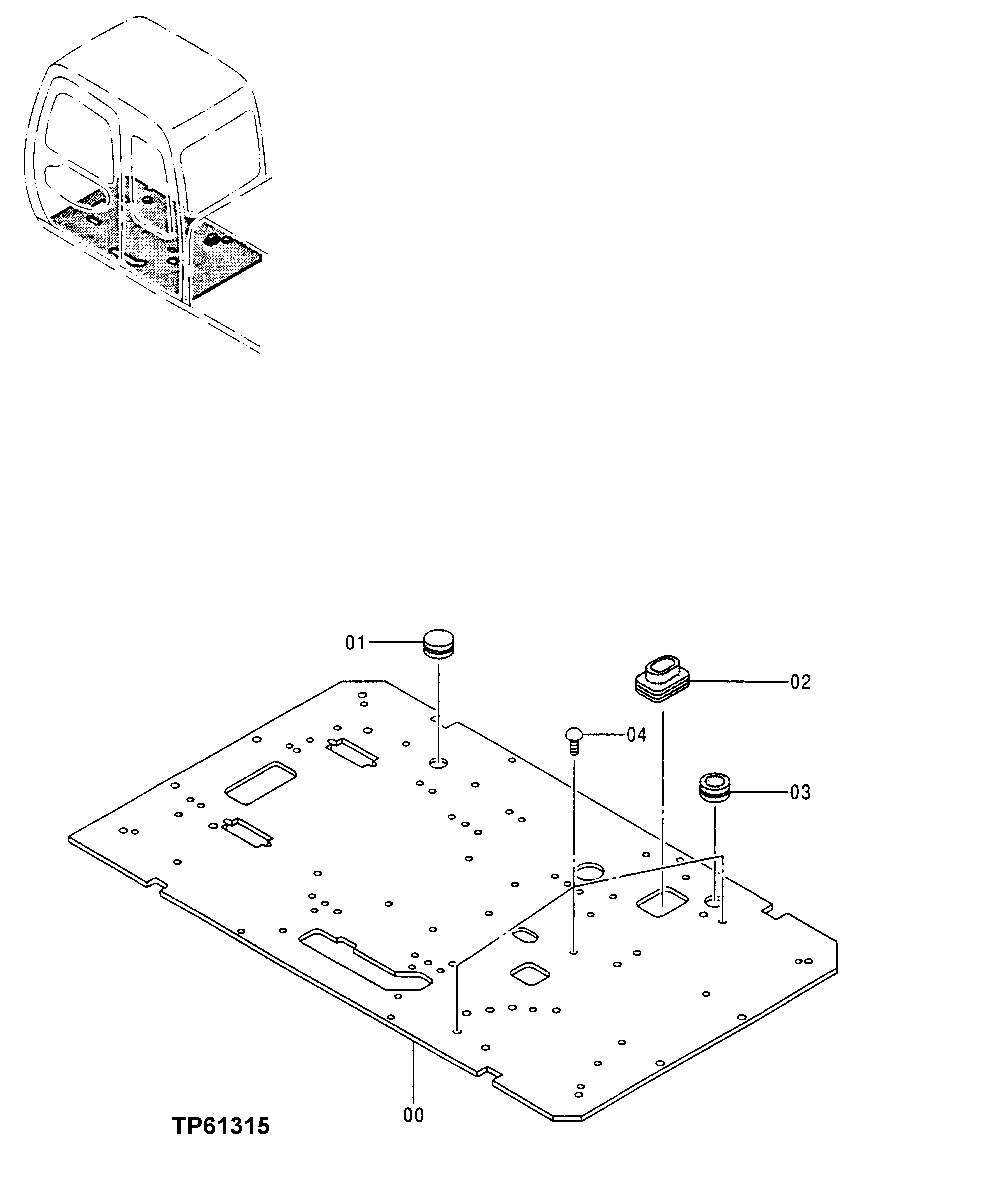 Схема запчастей John Deere 0 - 88 - Cab Floor Plate Cover 1810 Operator Enclosure