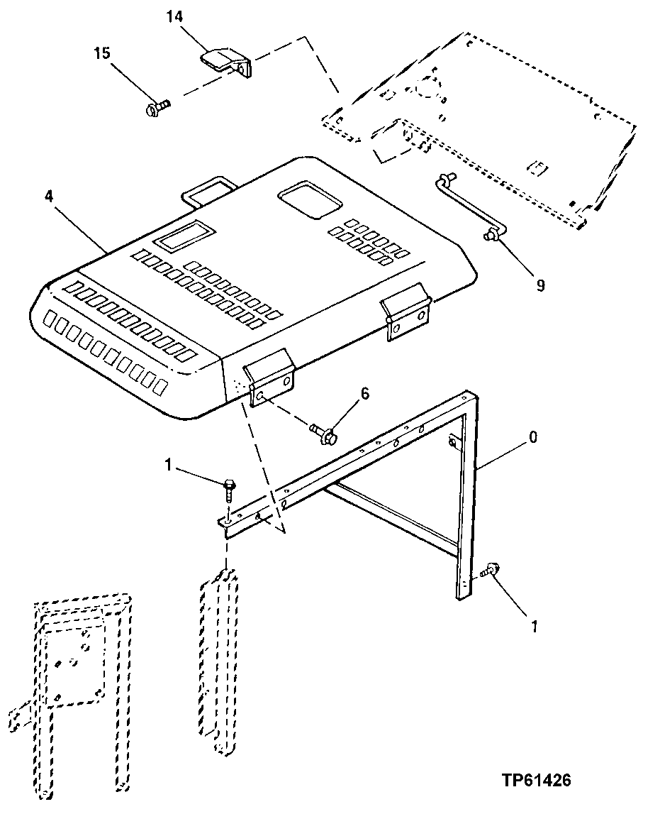 Схема запчастей John Deere 0 - 110 - Engine Hood 1910 Hood Or Engine Enclosure