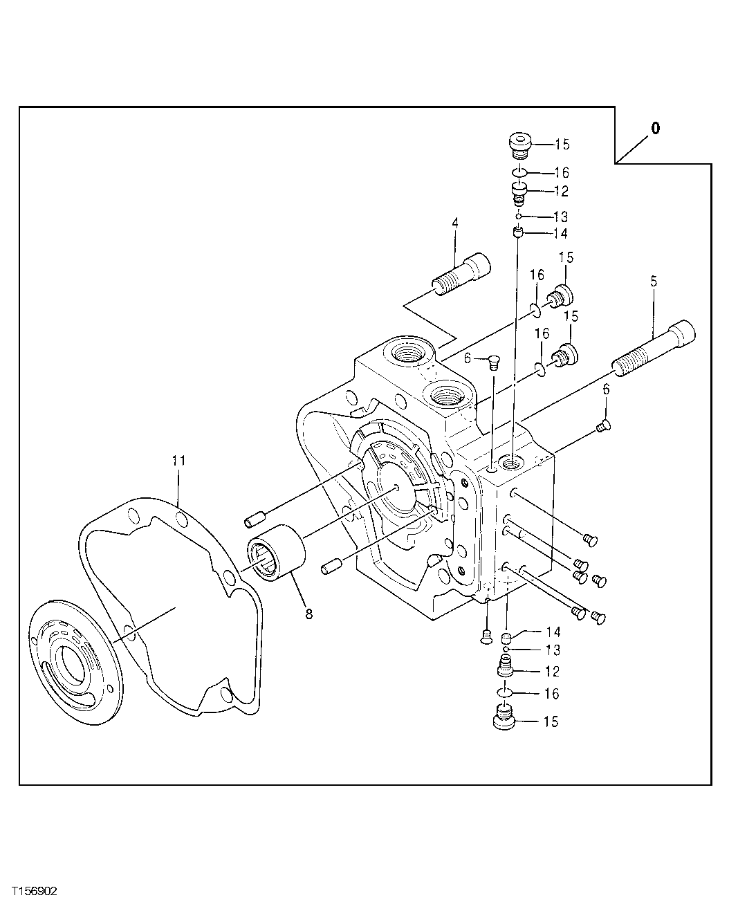 Схема запчастей John Deere 0 - 121 - HYDRAULIC PUMP REAR COVER PLUGS AND FITTINGS 2160 Vehicle Hydraulics